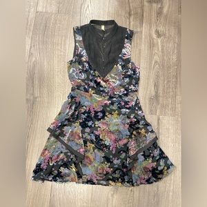 Free People ‘Falling Leaves’ Floral Velvet Burnout Mini Dress - Size 0
